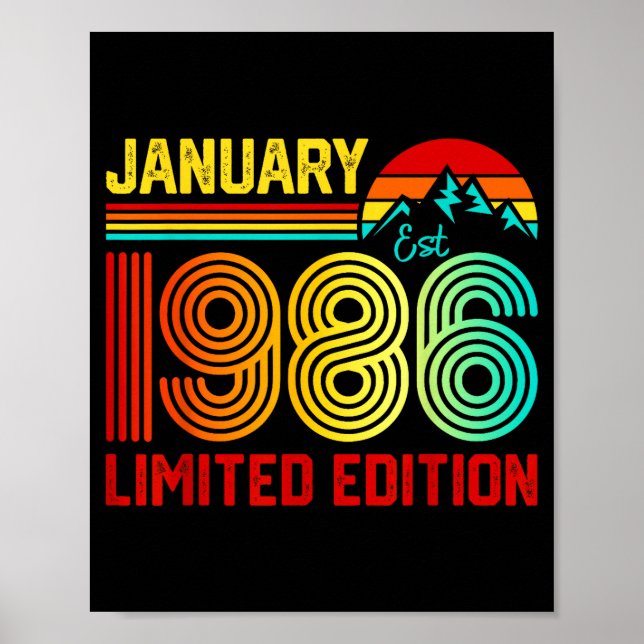 Retro January 1986 Limited Edition 40-year-old 40t Poster (Framsidan)