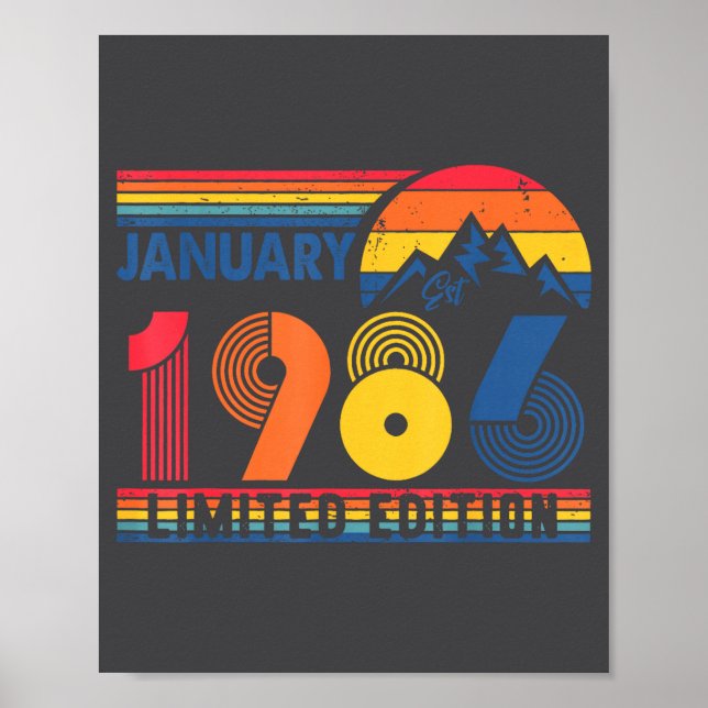 Retro January 1986 Limited Edition 40 Year Old 40t Poster (Framsidan)