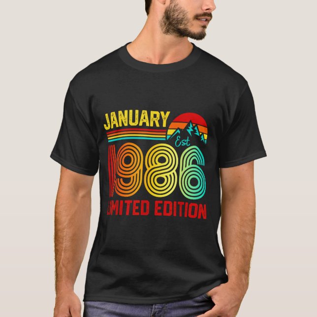 Retro January 1986 Limited Edition 40-year-old 40t T Shirt (Framsida)