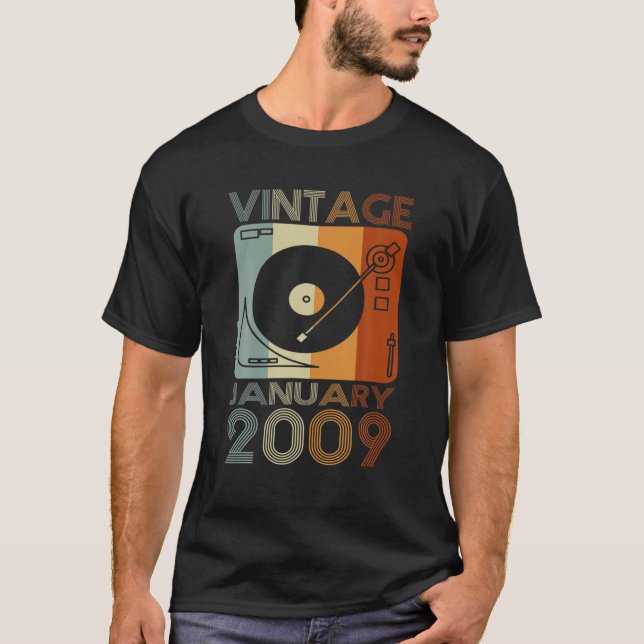 Retro January 2009 T 13Th Birthday Gift 13 Years O T Shirt (Framsida)