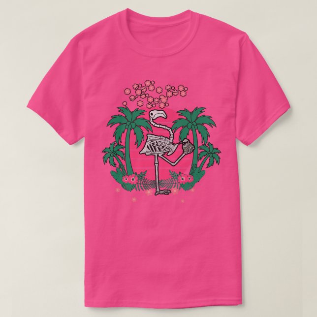 Retro Japan Vaporwave Kanji Skeleton Flamingo Para T Shirt (Design framsida)
