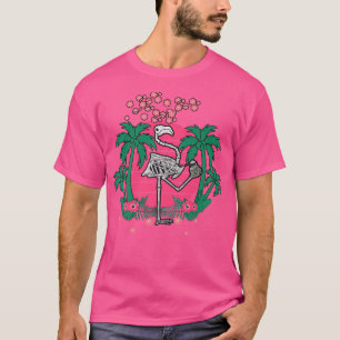 Retro Japan Vaporwave Kanji Skeleton Flamingo Para T Shirt