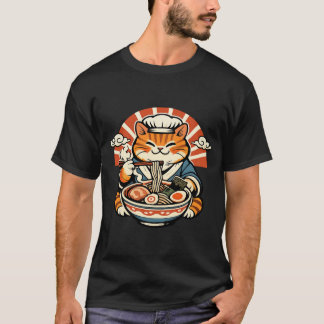 Retro Japanese Cat Ramen Shirt T Shirt