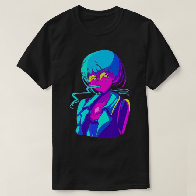 Retro Japansk Manga Anime Girl Animation Tecknad T Shirt (Design framsida)