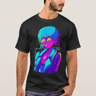 Retro Japansk Manga Anime Girl Animation Tecknad T Shirt