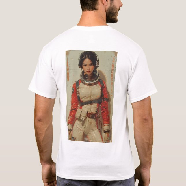 Retro Japansk Sci-fi Magazine Cover T-Shirt (Baksida)