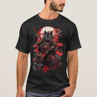 Retro Japansk tattografik från Cat Samurai Ninja K T Shirt