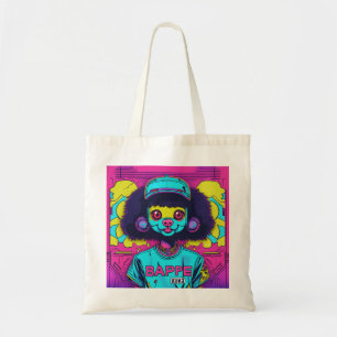 Retro Japansk Urban Mode Neon Mascot Ansikte Doll Tygkasse