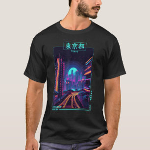Retro Japansk vaporwave City Cyber Futurism Aesth T Shirt