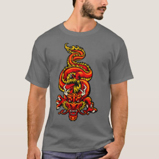 Retro Japanska Dragon T Shirt