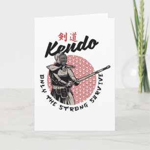 Retro Japanska Kendo - Endast den starka Överlev Kort