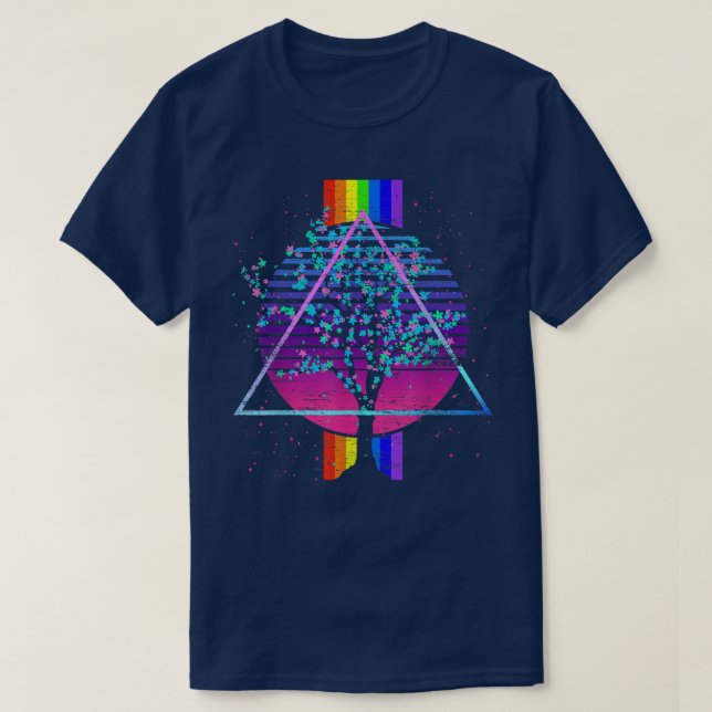 Retro Japanska Sakura Träd Vaporwave Cherry Blosso T Shirt (Design framsida)