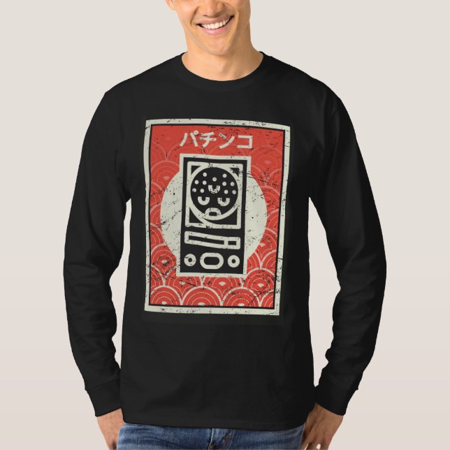 Retro japanskt arkadspel Pachinko T Shirt (Framsida)