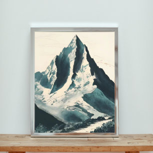 Retro Japanskt bergslandskap Fototryck
