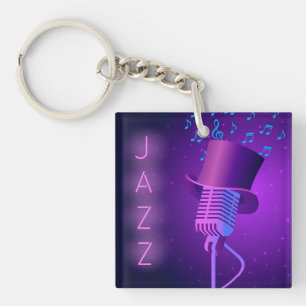 Retro Jazz-akrylisk nyckelkedja med mikrofon