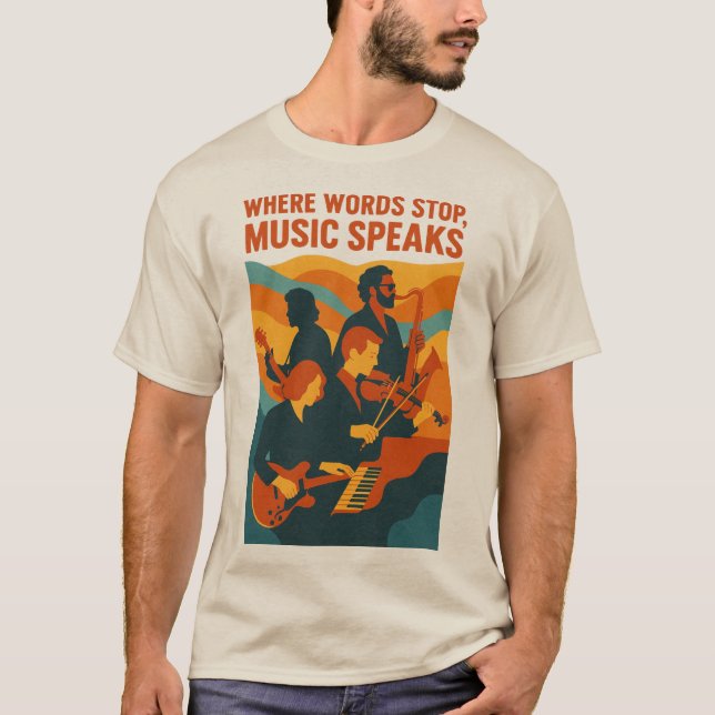 Retro Jazz Band Art Print  T Shirt (Framsida)