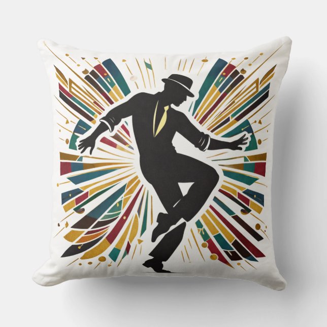 Retro Jazz Dance Art Stylish Colorful Chic Elegant Kudde (Framsida)