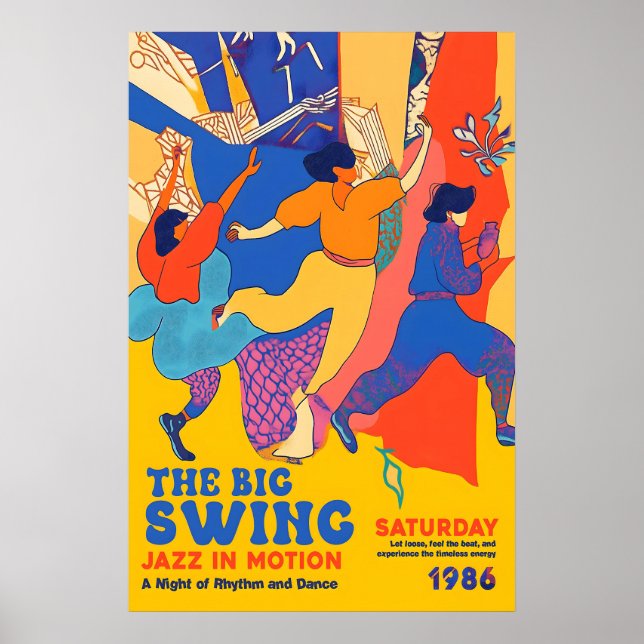 Retro Jazz Dans Konsttryck 1986 'The Big Swing' Poster (Framsidan)