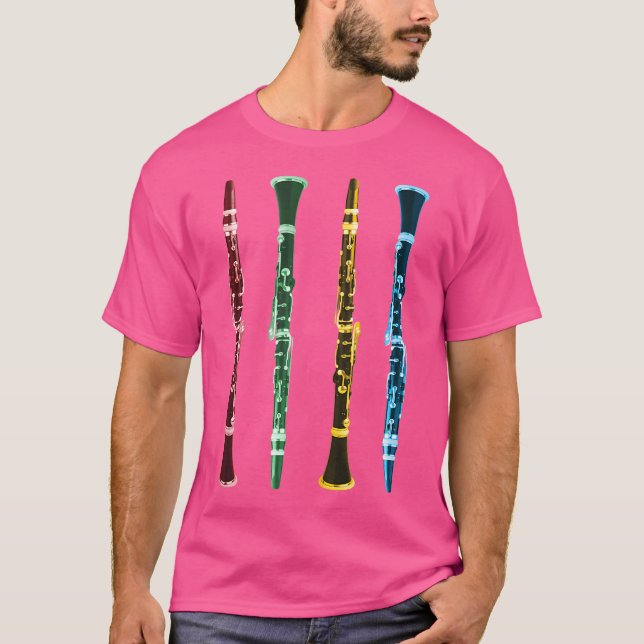 Retro Jazz Music Colorful Clarinet T Shirt (Framsida)