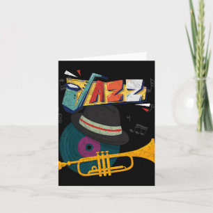 Retro Jazz Trumpeter Rollig Spelare Musik Festival Kort