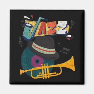 Retro Jazz Trumpeter Rollig Spelare Musik Festival Magnet