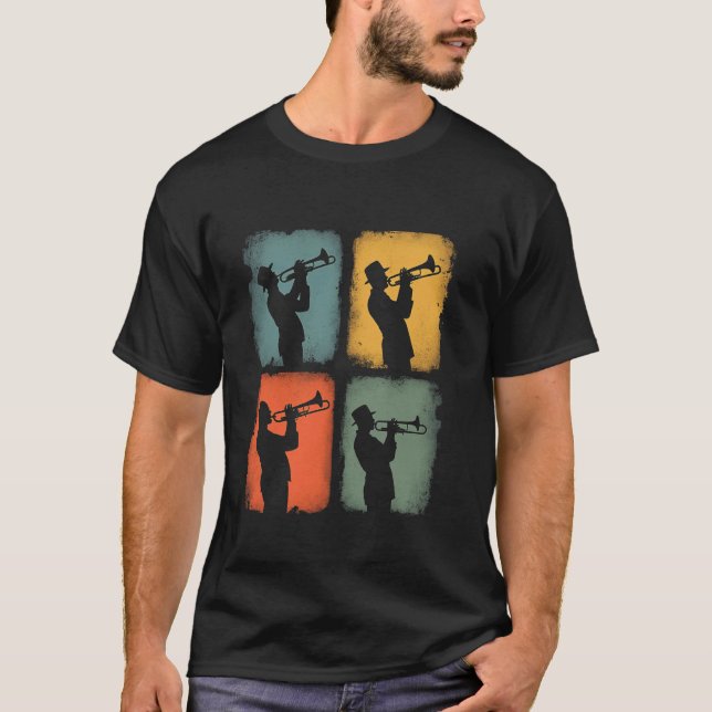 Retro jazzmusiker t shirt (Framsida)