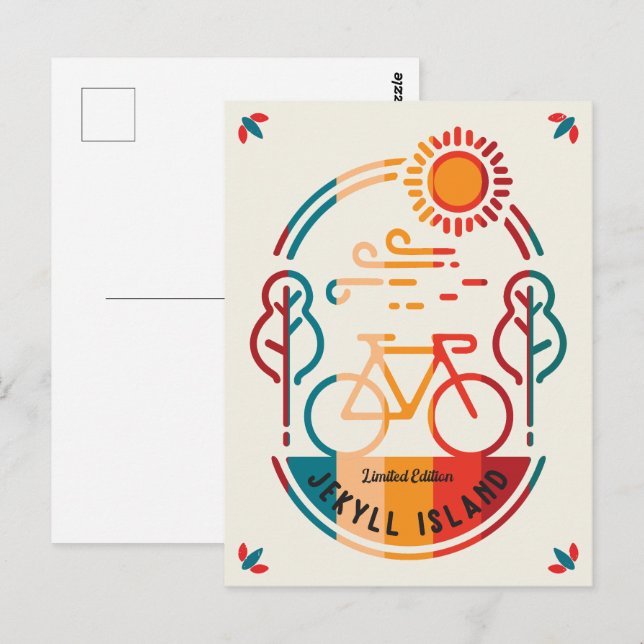 Retro Jekyll Island Bike Trail Vykort (Fram/baksida)