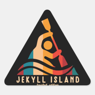 Retro Jekyll Island Kayaking Triangelformat Klistermärke