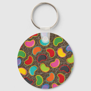 Retro Jellybeanpop Keychain för färgrik godis Nyckelring