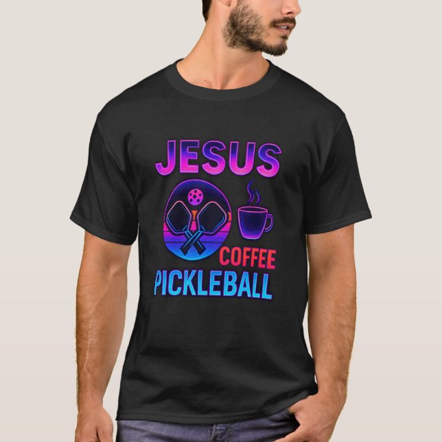 Retro Jesus Kaffe Pickleball T Shirt (Framsida)