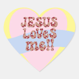 Retro Jesus Kärlek Me Hjärtformat Klistermärke