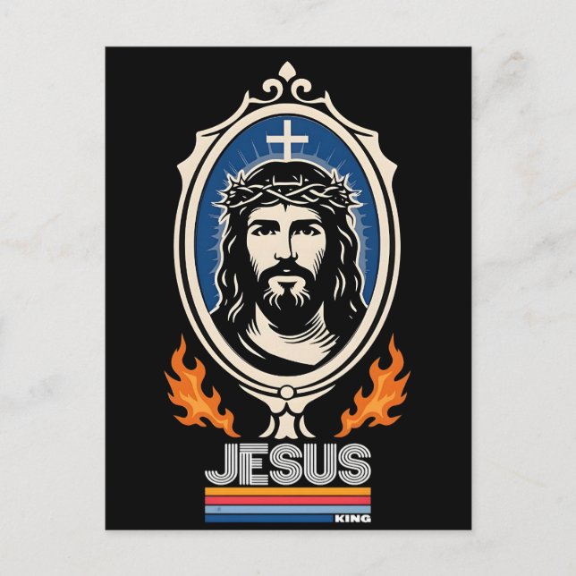 Retro jesus kung kristen  helg vykort (Framsida)
