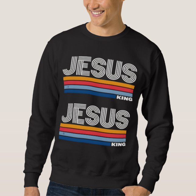 Retro jesus kung kristen  lång ärmad tröja (Framsida)