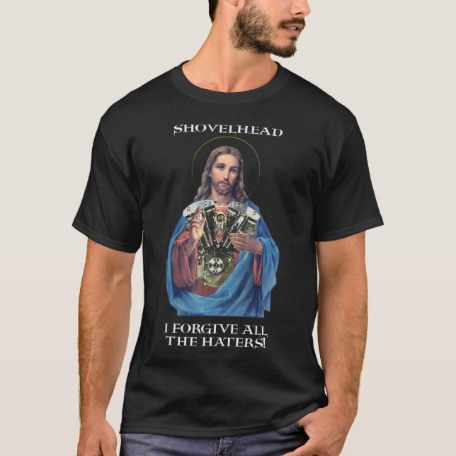 Retro Jesus Shovelhead, jag förlåter alla hatare B T Shirt (Framsida)