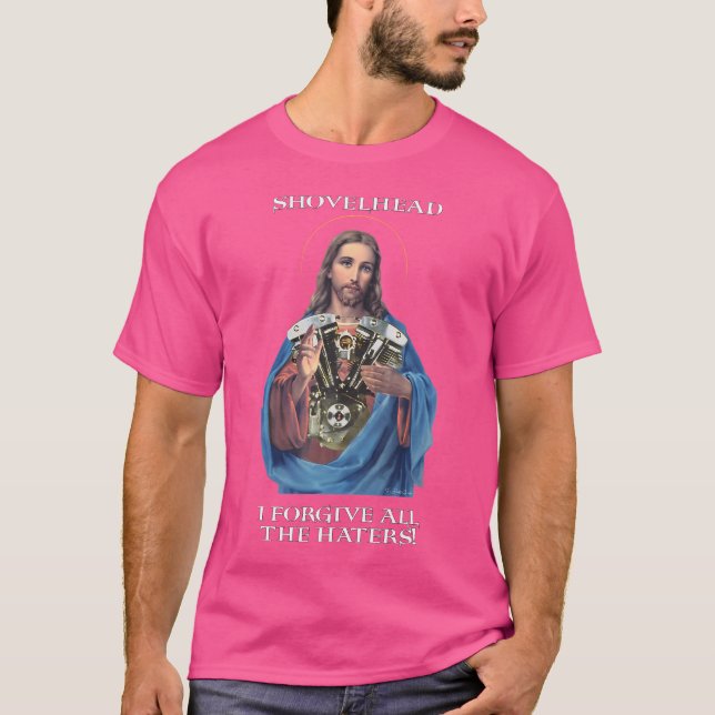 Retro Jesus Shovelhead, jag förlåter alla Haters B T Shirt (Framsida)