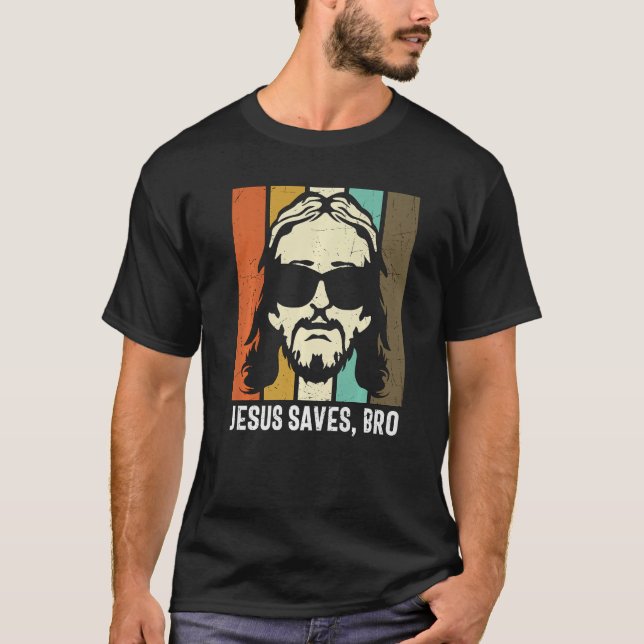 Retro Jesus sparkar Bro Herre Gud Savior Kristus C T Shirt (Framsida)
