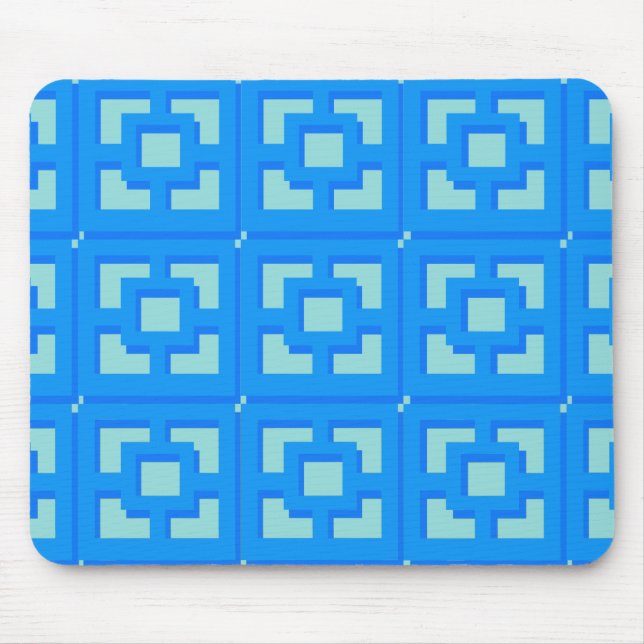 Retro Jet set Blue Trellis Mousepad Musmatta (Framsidan)