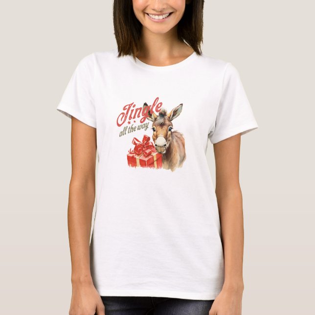 Retro jingle hela vägen åsna Julklapp T Shirt (Framsida)