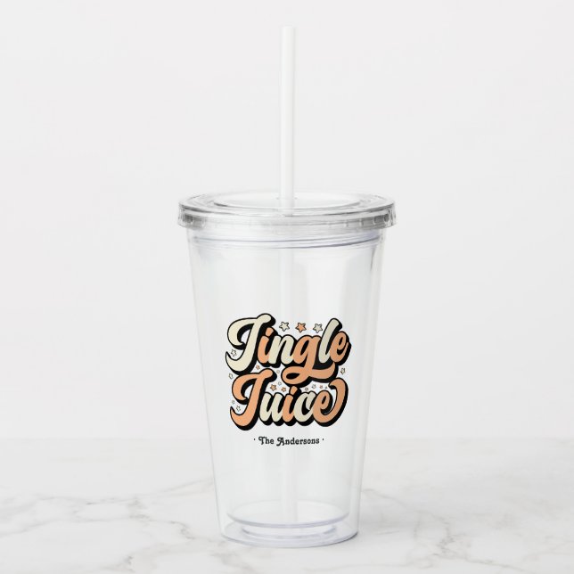 Retro “Jingle Juice” Personlig jul Take Away Mugg (Framsida)