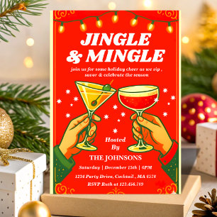 Retro Jingle & Mingle Jul Cocktailfest Inbjudningar