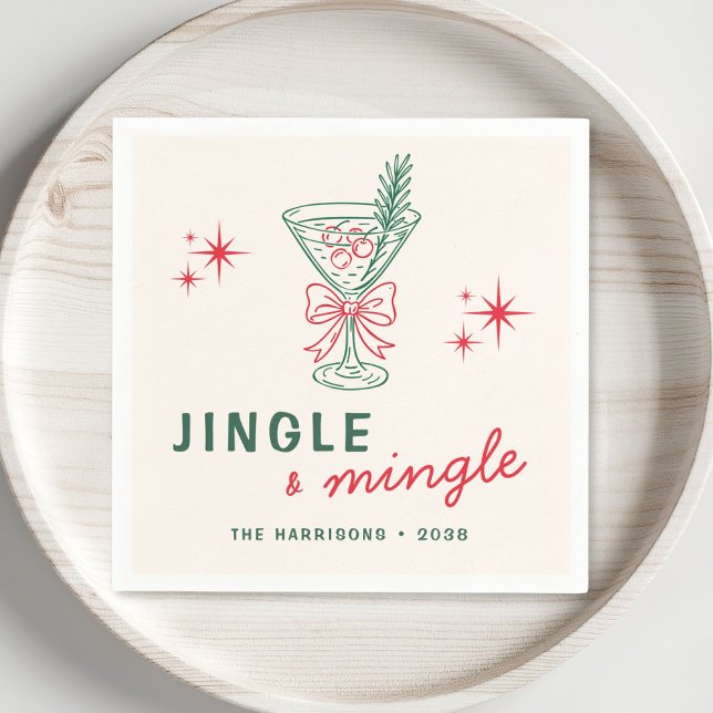 Retro Jingle Mingle Julfest Pappersservett (Retro Jingle Mingle Christmas Party Napkins
)