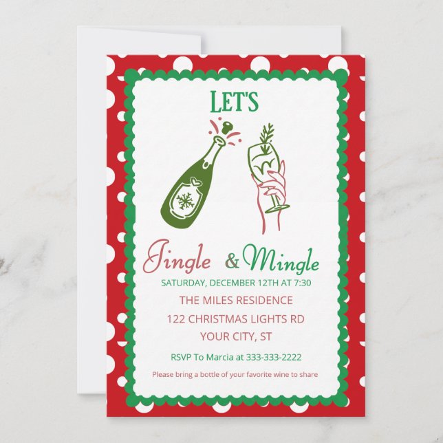Retro Jingle och Mingle Holiday Cocktail Party Inbjudningar (Framsida)