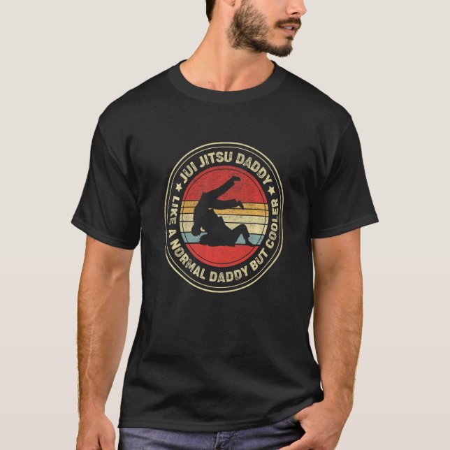 Retro Jiu Jitsu pappa som en vanlig pappa men Cool T Shirt (Framsida)