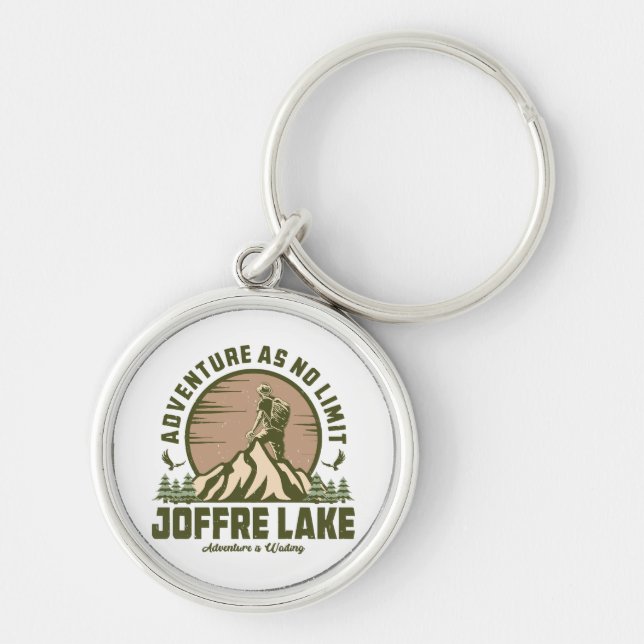 Retro Joffre Lake-vandring Rund Silverfärgad Nyckelring (Framsidan)