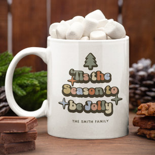 Retro Jolly-julfamiljen Namn Kaffemugg