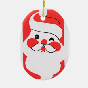 Retro Jolly Jultomten Julgransprydnad Keramik