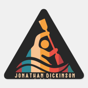 Retro Jonathan Dickinson Kayaking Triangelformat Klistermärke