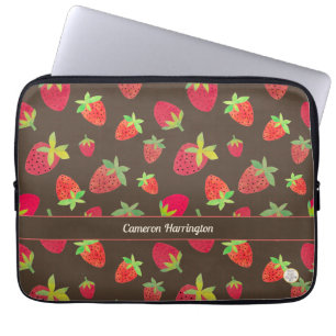 Retro Jordgubb Konst Handillustrerad Botanik Laptop Fodral