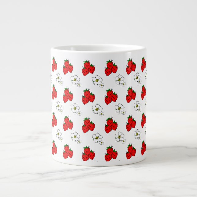 Retro Jordgubb- och Blommönster Jätte Mug Jumbo Mugg (Framsidan)