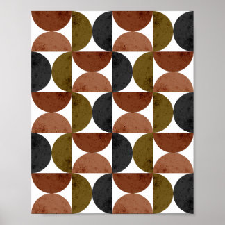 Retro jordton geometrisk halvmåne poster
